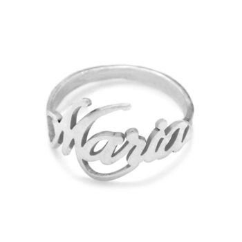 Anillo de plata personalizable con nombre y fuente Bernadette