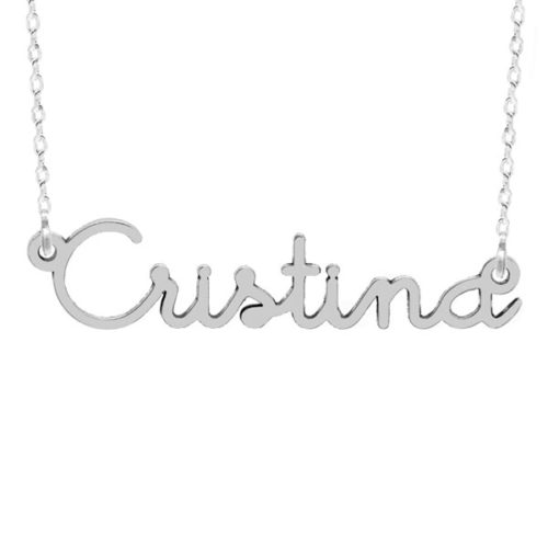 Collar de plata personalizable con nombre en la fuente Infant