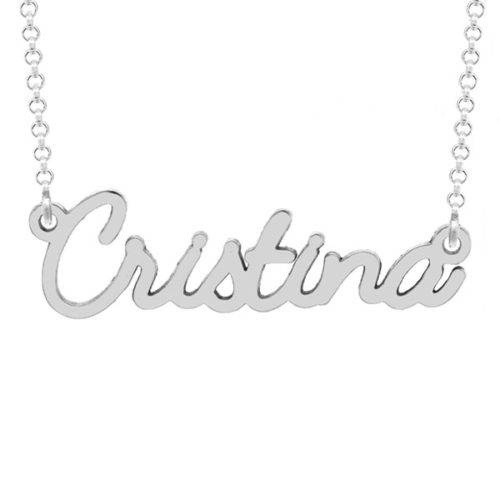 Collar de plata personalizable con nombre con la fuente Miracle