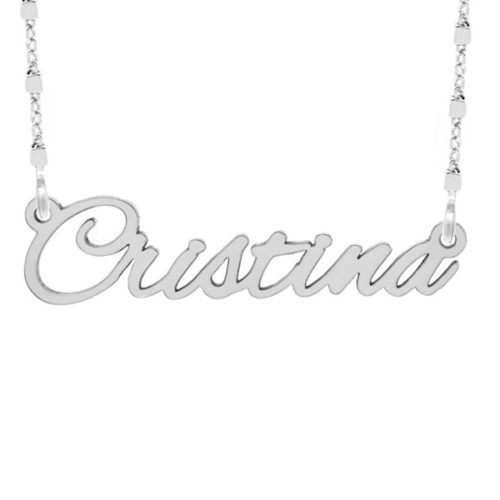 Collar de plata personalizable con nombre con fuente Modern