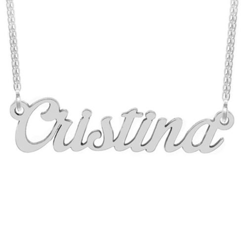 Collar de plata personalizable con nombre con la fuente Glamorous