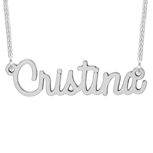 Collar de plata personalizable con nombre con la fuente Alucard