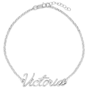 Pulsera de plata personalizable con nombre con fuente Honey