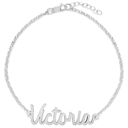 Pulsera de plata personalizable con nombre con fuente Alucard