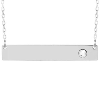 Collar de plata personalizable Plate con piedra blanca a la derecha