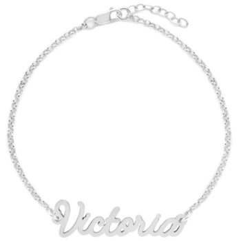 Pulsera de plata personalizable con nombre con fuente Miracle