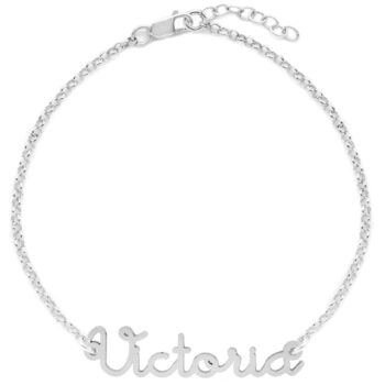 Pulsera de plata personalizable con nombre con fuente Infant