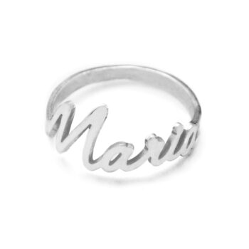 Anillo de plata personalizable con nombre y en fuente Honey