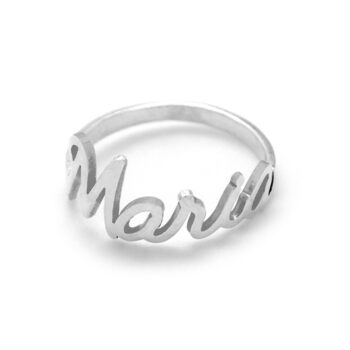 Anillo de plata personalizable con nombre y fuente Miracle