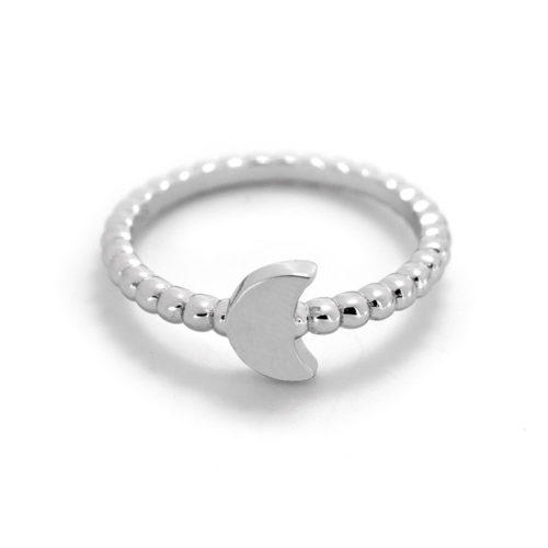 Anillo de plata con forma de Beads y con media luna