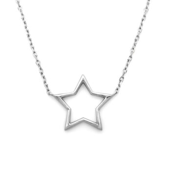 Collar de plata con forma geometrica de estrella calada de cinco puntas