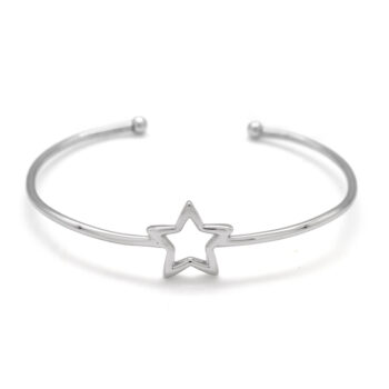 Pulsera de plata rigida con forma de estrella