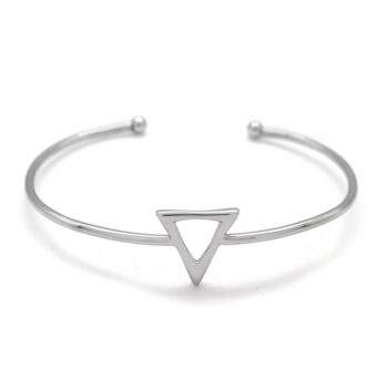 Pulsera de plata rigida con forma geometrica de triangulo invertido