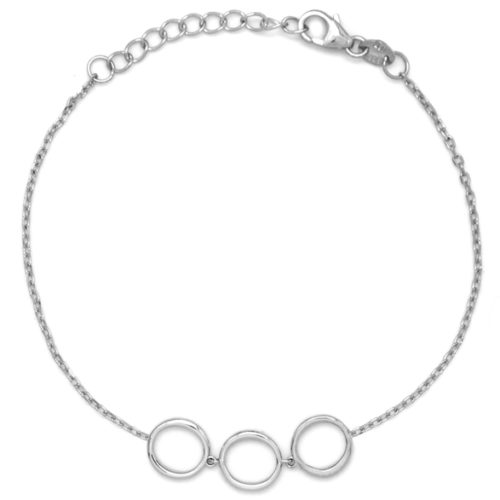 Pulsera de plata con tres formas geometricas de circulo