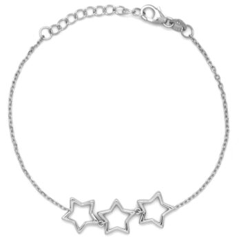 Pulsera de plata con tres formas geometricas de estrella