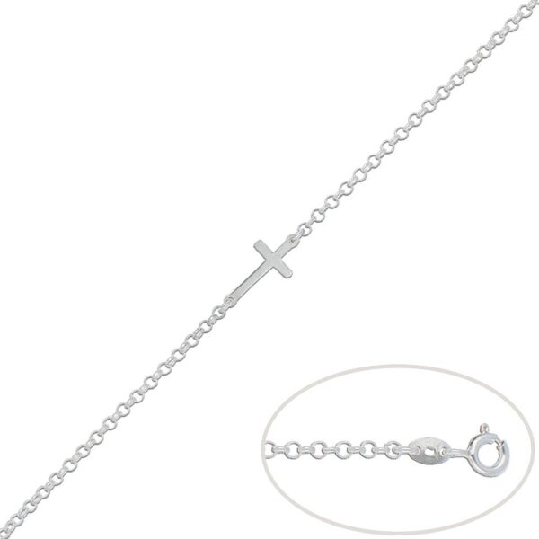 Pulsera plata 925mm cruz
