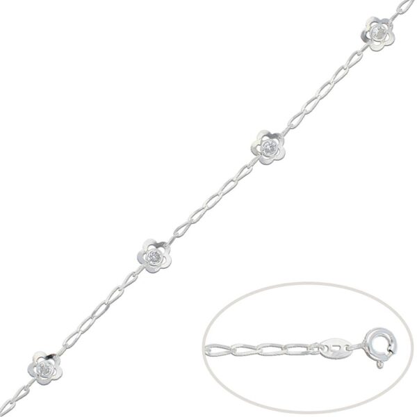 Pulsera plata 925mm flor circonitas