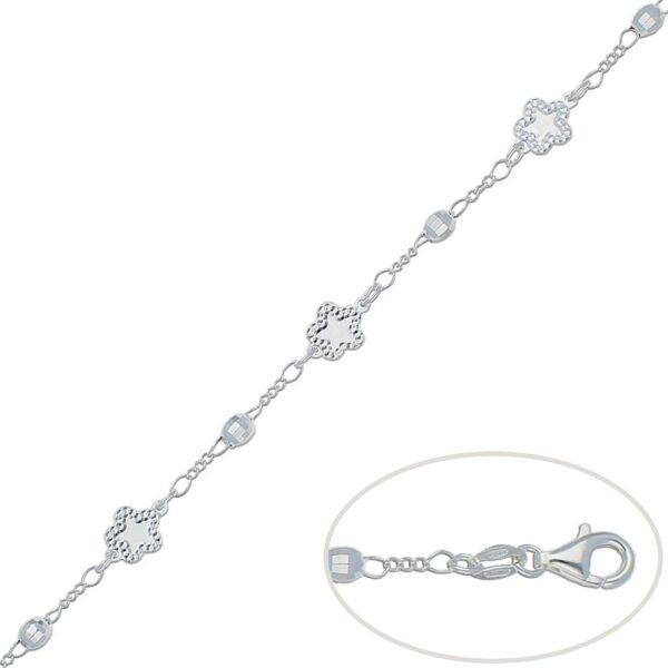 Pulsera plata 925mm flores + bolas