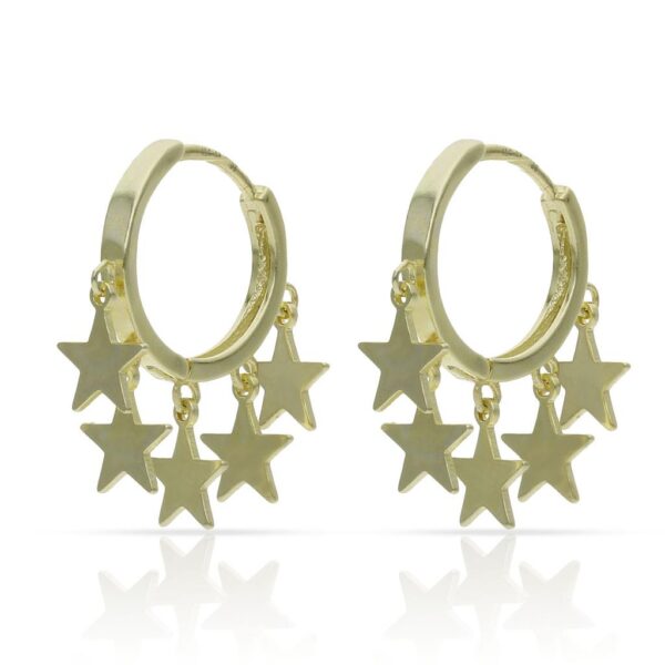 Aros plata chapada oro estrellas - 8mm