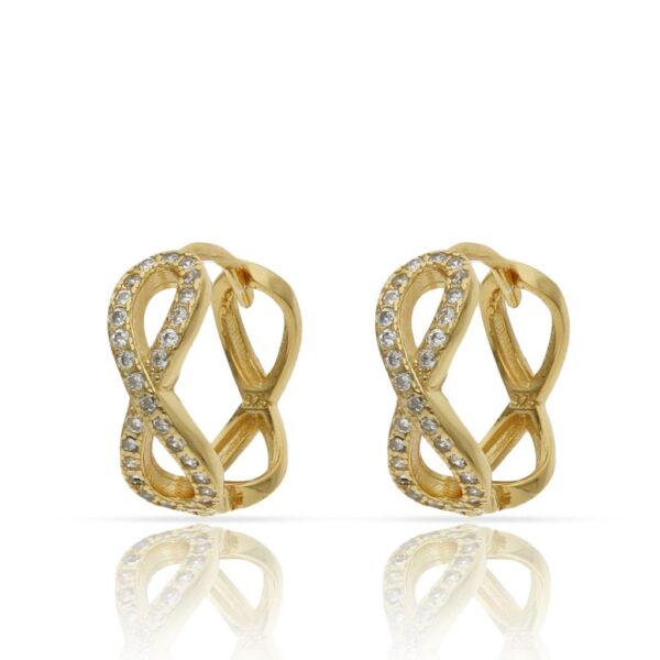Aros infinito plata chapada oro circonitas - 7mm