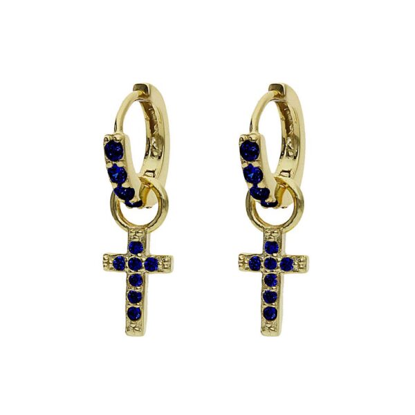 Aros plata chapada oro cruz - 3mm