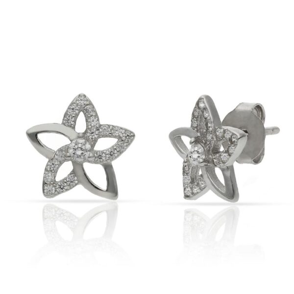 Pendientes plata 925mm flor circonitas - 9.50mm