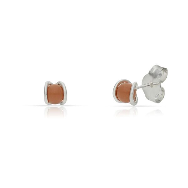 Pendientes plata 925mm perla salmon - 4mm