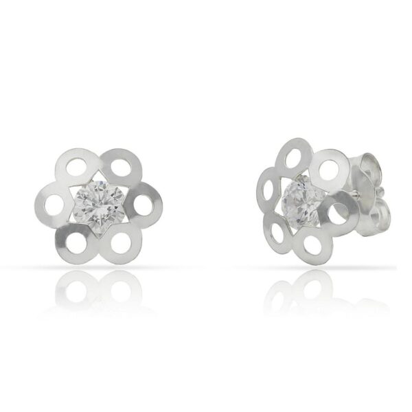 Pendientes plata 925mm flor circonitas - 10mm