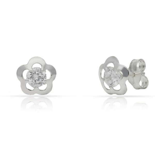 Pendientes plata 925mm flor circonitas - 8mm