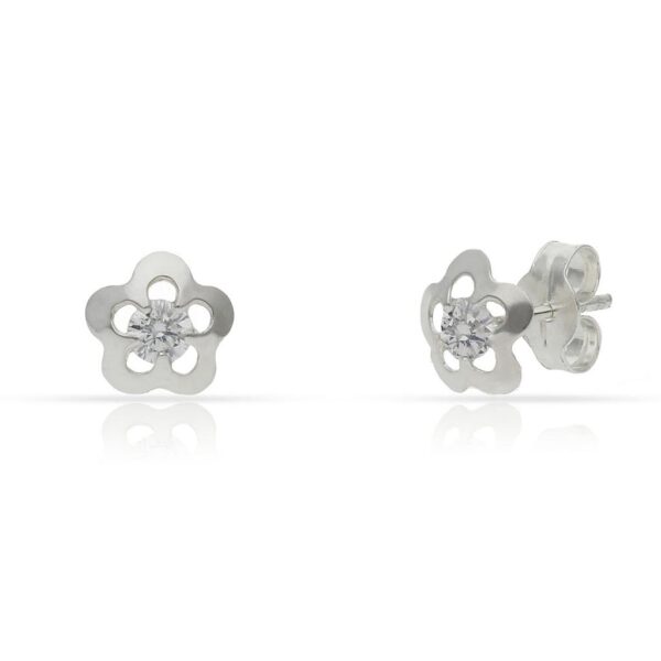 Pendientes plata 925mm flor circonitas - 7mm