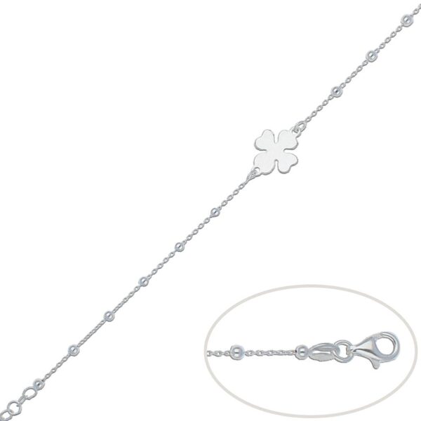 Pulsera plata 925mm trebol + bolas