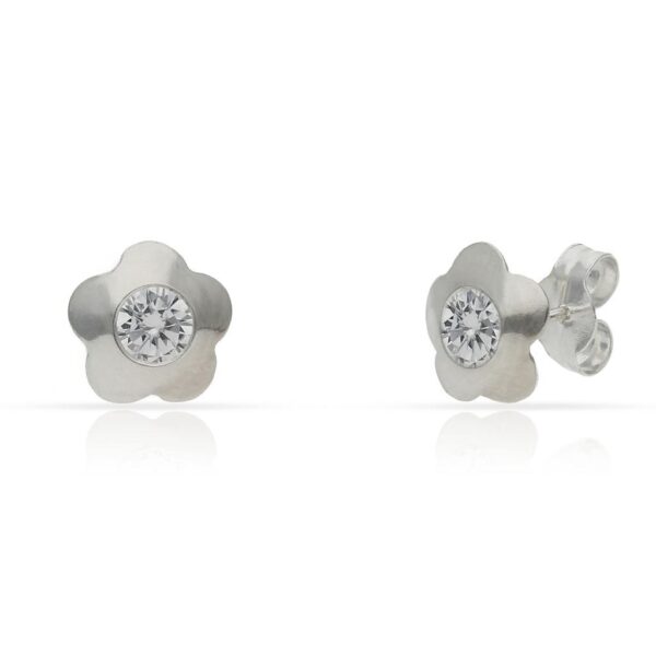Pendientes plata 925mm flor circonitas - 8mm