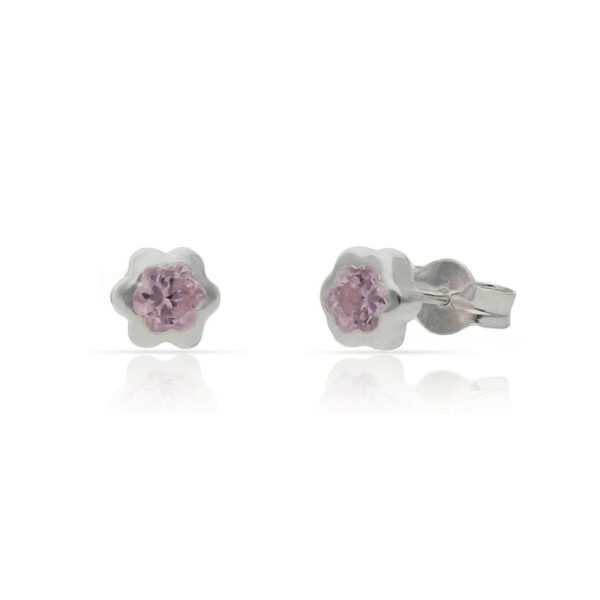 Pendientes plata 925mm flor piedra rosa - 5.50mm