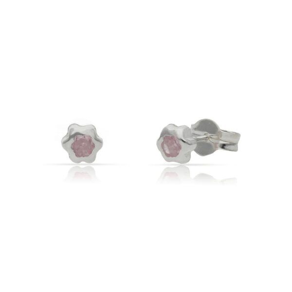 Pendientes plata 925mm flor piedra rosa - 4.50mm