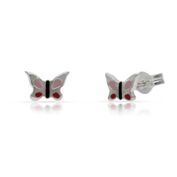 Pendiente plata 925mm mariposa esmaltada - 7x7mm