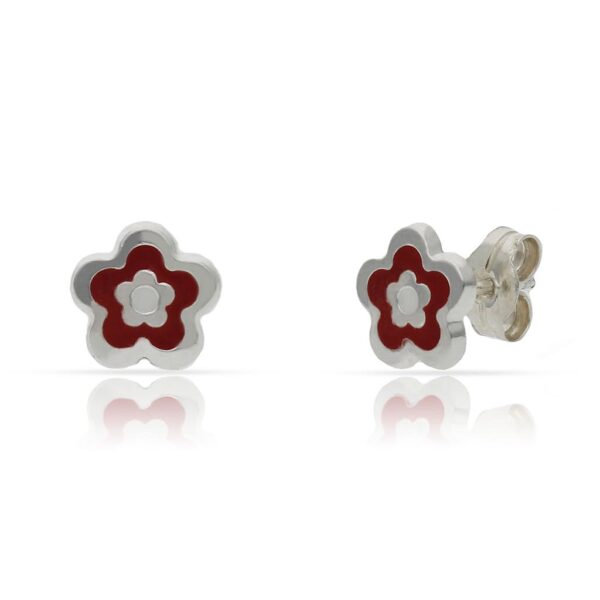 Pendiente plata 925mm flor esmaltada - 7.50mm