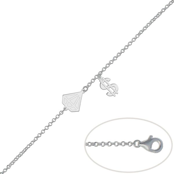 Pulsera plata 925mm diamante + dolar