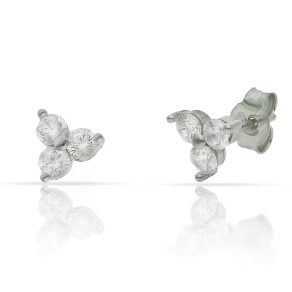 Pendientes plata 925mm trebol circonitas - 6.50mm