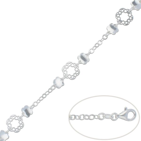 Pulsera plata 925mm flores
