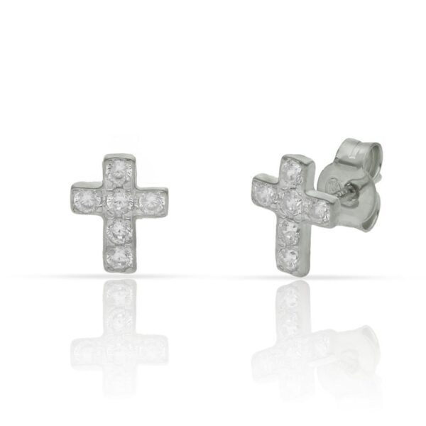 Pendientes plata 925mm cruz circonitas - 6.50x8mm
