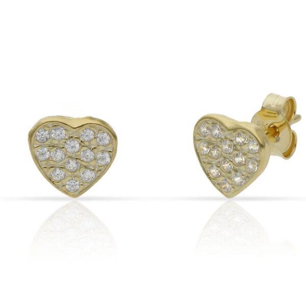 Pendientes plata chapada oro corazon - 8mm