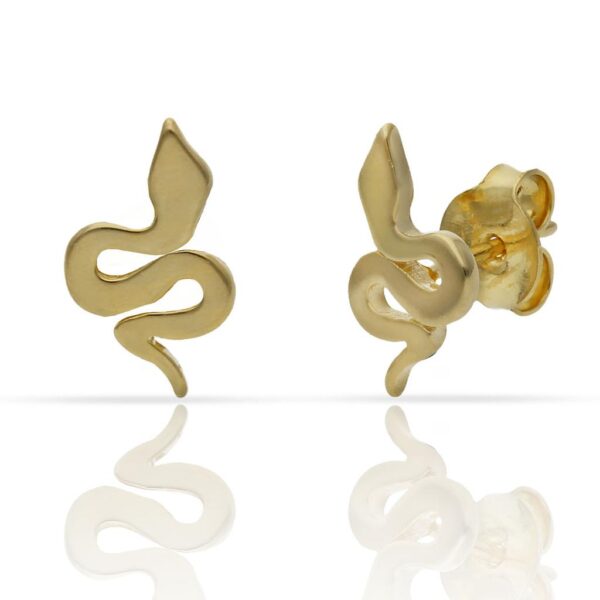 Pendientes plata chapada oro serpiente - 8x13mm