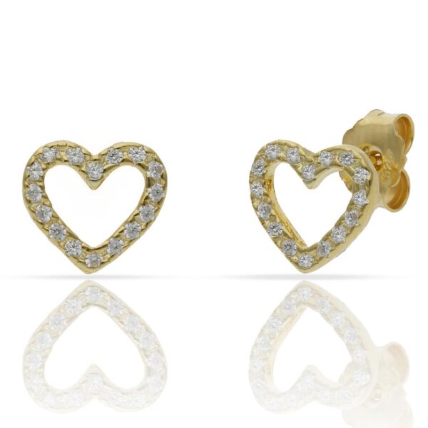 Pendientes plata chapada oro corazon - 9x8mm