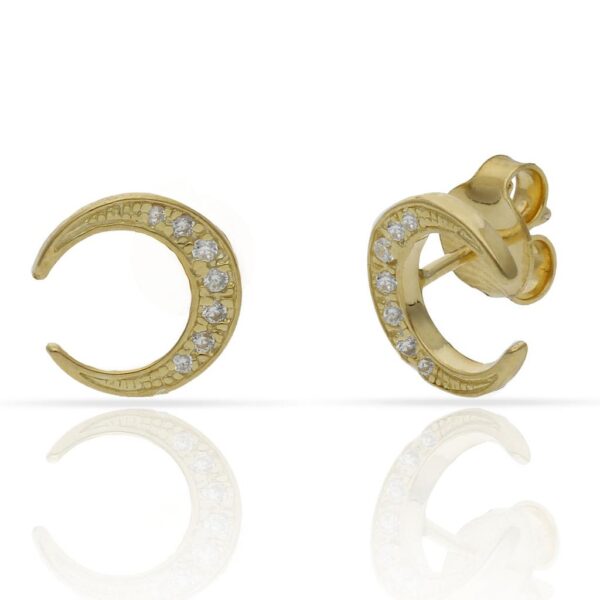 Pendientes plata chapada oro luna - 10mm