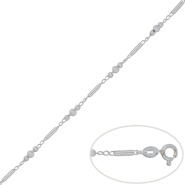 Pulsera plata 925mm bolas + barras