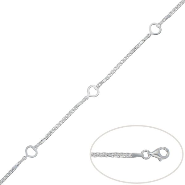 Pulsera plata 925mm corazones