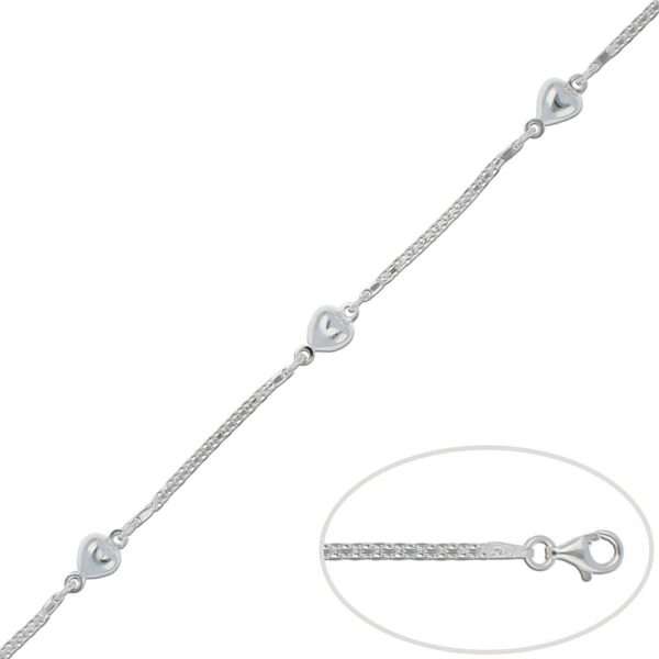 Pulsera plata 925mm corazones