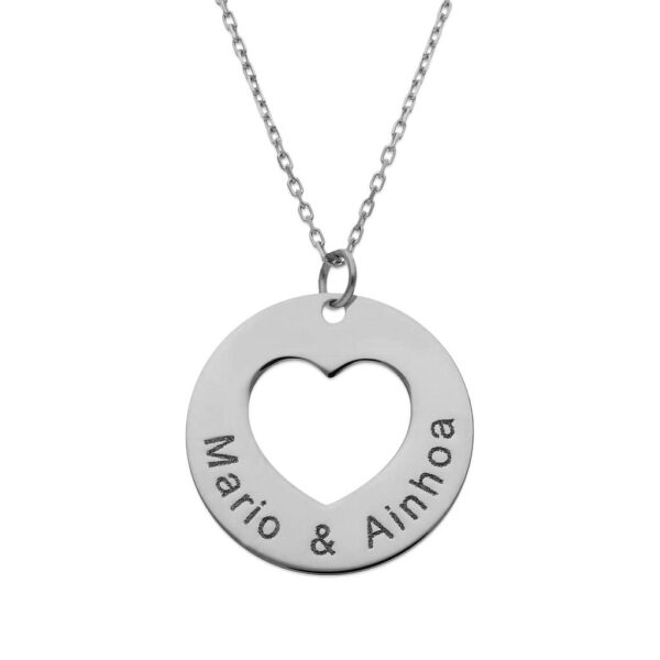 Gargantilla plata 925mm corazon + nombres