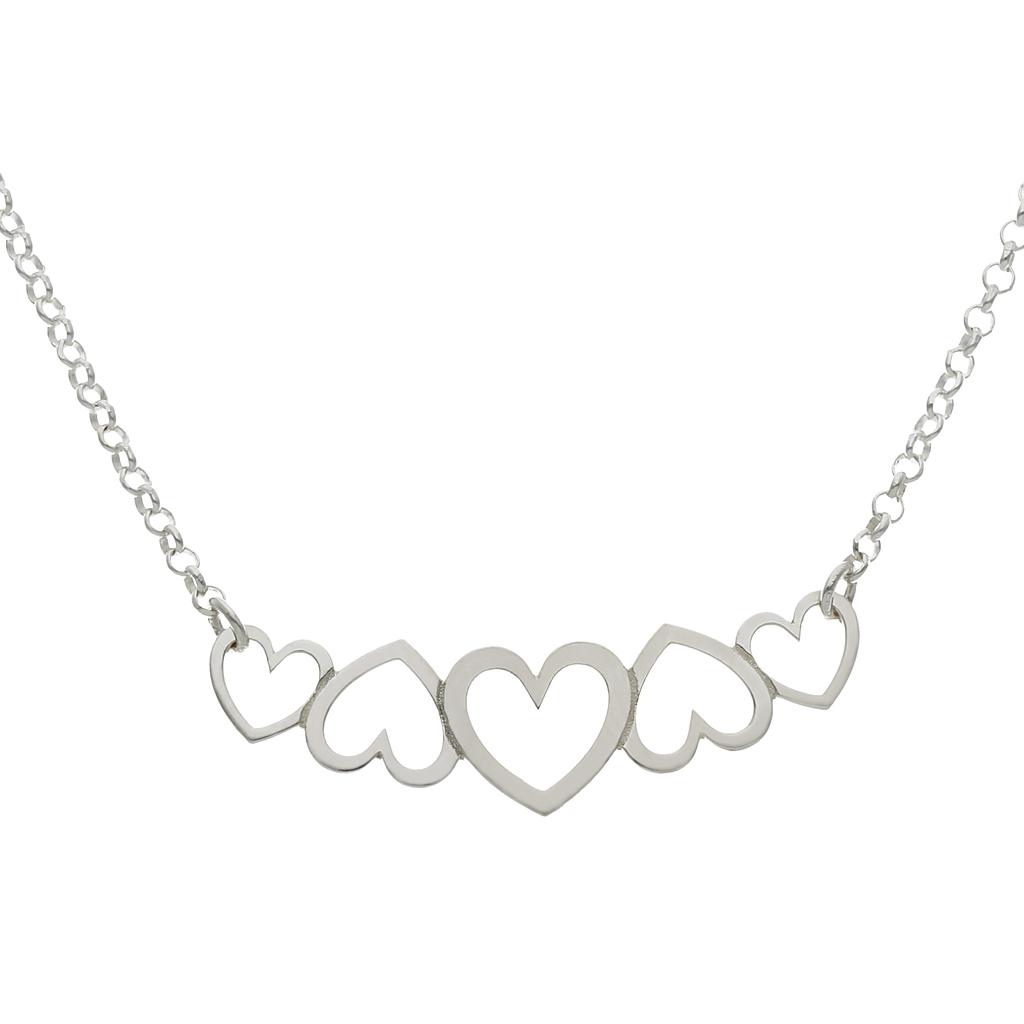 Gargantilla plata 925mm corazones