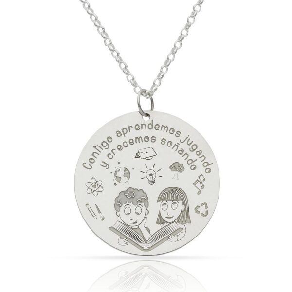 Gargantilla plata 925mm niños libro + frase - 28mm
